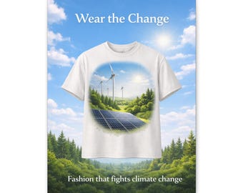 Lienzo mate "Wear The Change" / Arte mural ecológico / Decoración para el hogar con un estilo de vida sostenible / Lámina con cita minimalista sobre concienciación ambiental