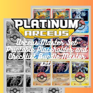 Arceus Master Set Checklist & Placeholders for Trading Card Binder (Digital Download)