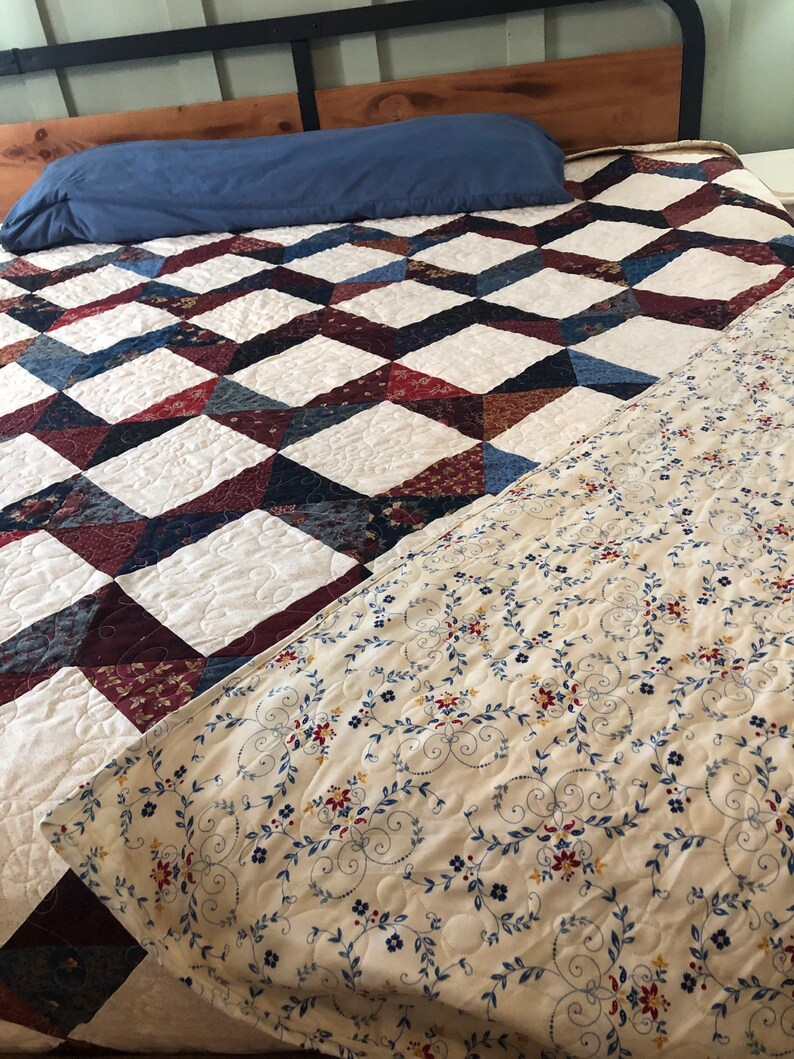 Zig Zag Patchwork Quilt. King Size. Cream Background. Subdued Etsy