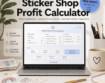 Sticker Shop Profit Calculator | Pricing Tool for Craft Businesses (Digital Download)