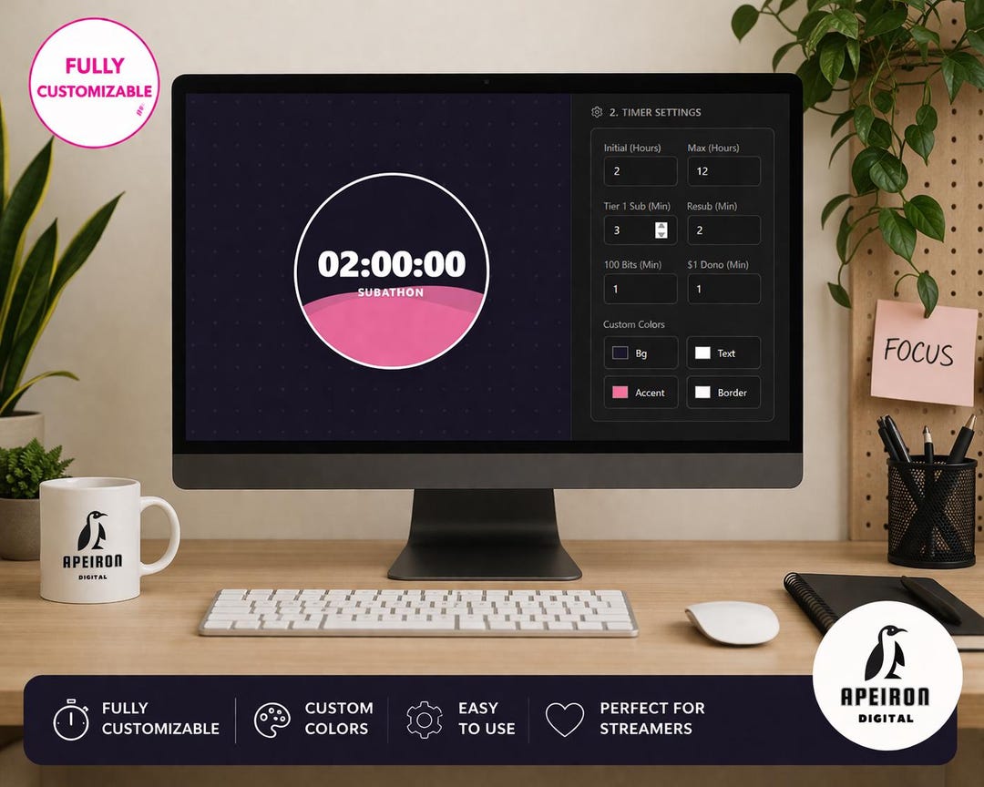 Stream Subathon Timer Subathon Timer Liquid Customizable, Custom Streamer Tool, Twitch/kick ...