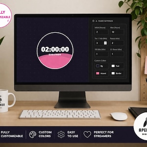 Temporizador Subathon Liquid personalizable, herramienta personalizada para streamers, widget de Twitch/expulsión