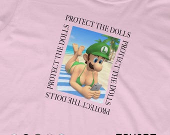 Protect The Dolls Comfort Colors 1717 Shirt, Cursed Luigi Bikini Weirdcore Graphic