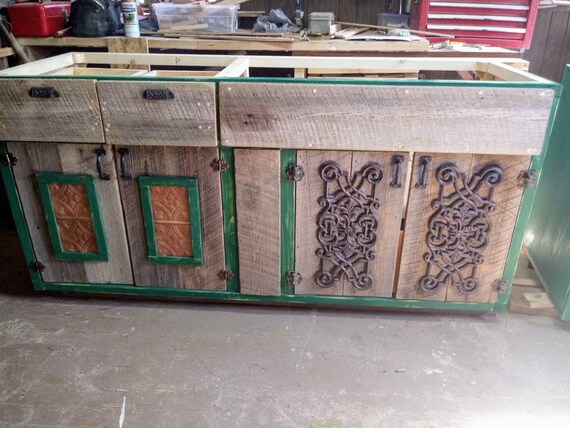 Custom Kitchen Cabinetry Built With Old Barn Wood And Vintage Etsy