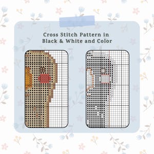 May include: A cross stitch pattern featuring two grid charts side by side, one in color and one in black and white. The text "Cross Stitch Pattern in Black & White and Color" is printed above the charts, which display a partial circular design.