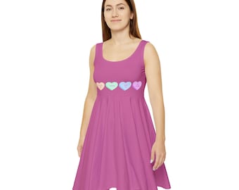 Pastel Conversation Hearts design Women's Skater Dress | Candy Hearts