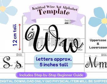 I-Cord Knitted Wire Art Alphabet Template | DIY Name Sign Pattern | Nursery Wall Decor | Baby Name Sign | Curly / Script | PDF Download