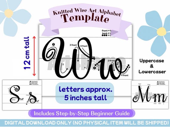 I-Cord Knitted Wire Art Alphabet Template | DIY Name Sign Pattern | Nursery Wall Decor | Baby Name Sign | Curly / Script | PDF Download