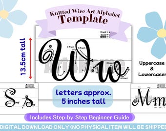 Plantilla de alfabeto de alambre tejido I-Cord / Patrón para letrero de nombre DIY / Decoración de pared para guardería / Letrero con nombre de bebé / Rizado / Cursiva / Descarga en PDF