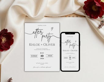 Minimalist Wedding Invitation, Evite Electronic, digital Mobile Invitation Instant Download