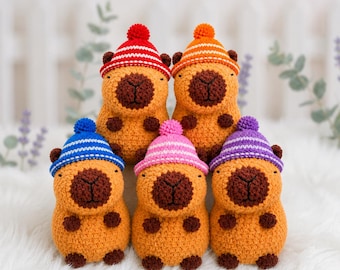 Cappi The Hat Capybara Crochet Pattern | Amigurumi Low Sew Plush (PDF Download)