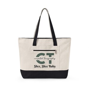 CT Technologist Slice, Slice Baby canvas tote | CT Technologist Gift, Zippered Canvas Tote, Golf Cart Monogram