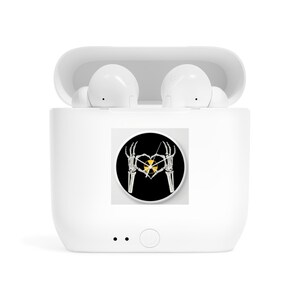 Xray Tech trådlösa hörlurar | Skeletthänder med hjärtdesign, Bluetooth 5.0-fodral