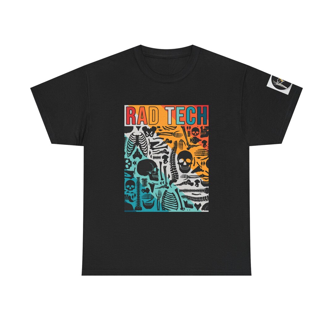 Rad Tech Skeleton Print Tee | Radiology Skull Bones Graphic Tee - Etsy