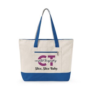 CT Technologist Slice, Slice Baby canvas tote | CT Technologist Gift, Zippered Canvas Tote, Golf Cart Monogram
