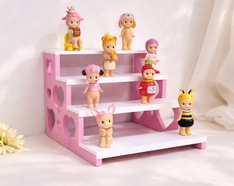 Półka w kształcie serca z 4 poziomami | Półka kolekcjonerska Sonny Angel | Stojak na figurki w kształcie pudełka | Organizer na drobiazgi