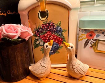 Vintage Cottagecore Goose Figurine Pair