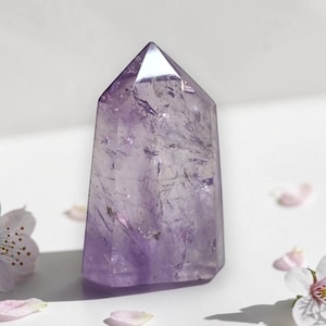 Mini torre de amatista, punta de cuarzo púrpura natural, piedra curativa, regalo de decoración para meditación.