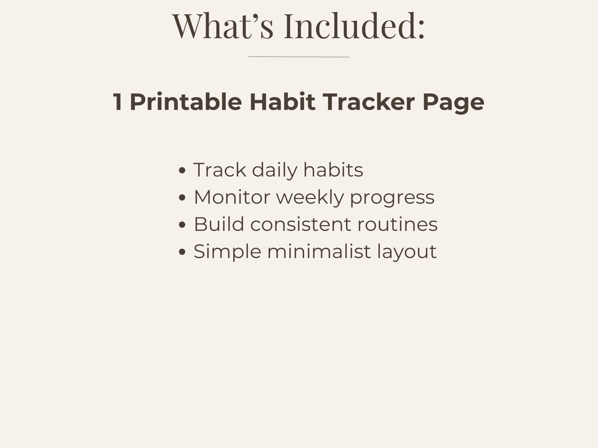 Minimalist Habit Tracker Printable | Weekly Routine Planner (instant ...