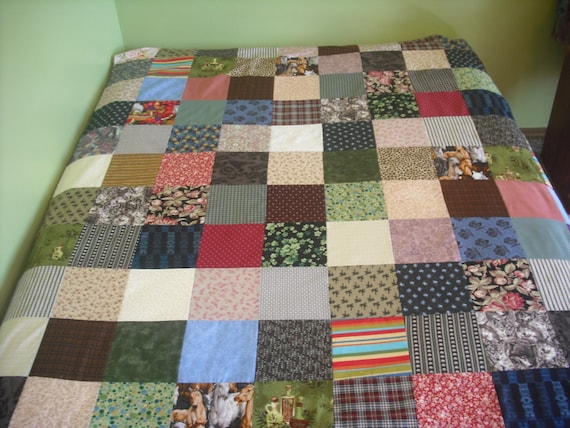Items similar to Scrappy Squares - Twin Size Quilt - Multicolored on Etsy