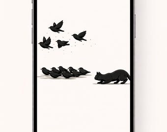 Birds of a Feather Flock Together, Minimalist Wall Art Print, Modern Neutral Decor (Digital Download)