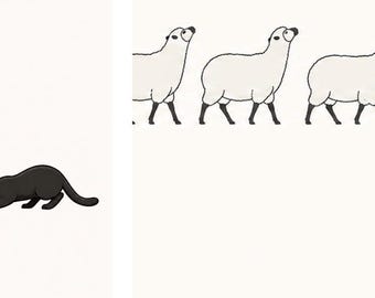 Herd Mentality Sheep Art, Birds Cat Philosophy Prints (Digital Download)