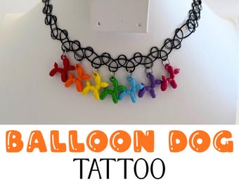 Ballonhondchokerketting | Stretchtattooketting | Schattige ballonhondensieraden | Choker in Y2K-stijl | Hondenbedelketting | Tatoeageketting