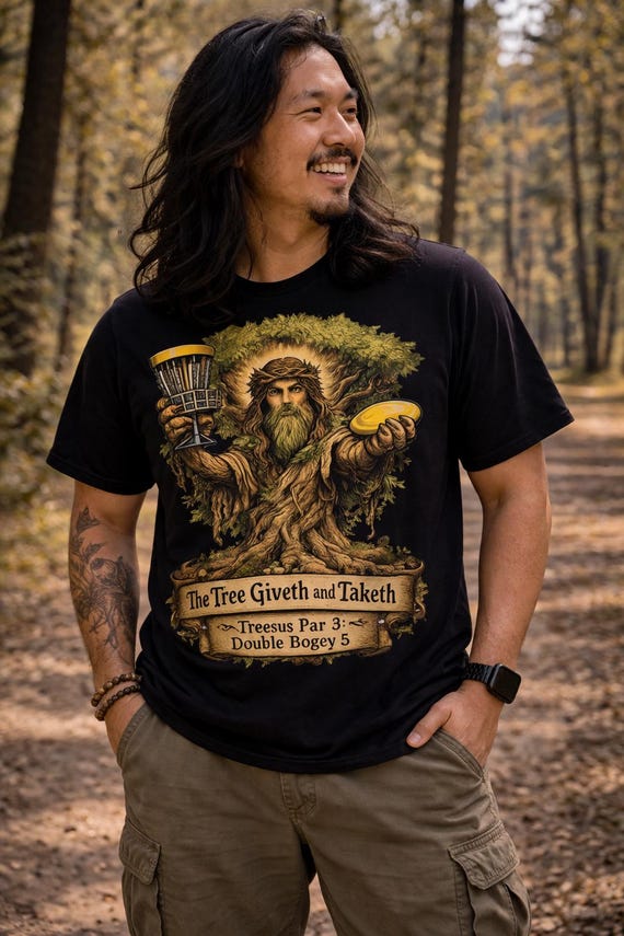Treesus Shirt Disc Golf, Funny Disc Golf Shirt, Disc Golfer Gift, Disc Golf Dad Shirt, Tree Hit Disc Golf Tee