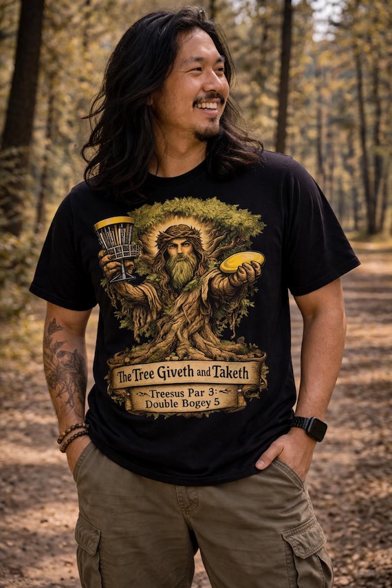 Treesus Shirt Disc Golf, Funny Disc Golf Shirt, Disc Golfer Gift, Disc Golf Dad Shirt, Tree Hit Disc Golf Tee