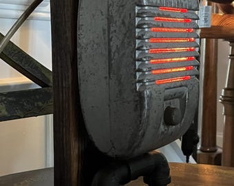 Vintage Original Drive-In Movie Speaker Converted to Lamp – Dimmable Accent Light on Stand