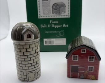 Vintage Farm Salt and Pepper Shakers Department 56 Ceramic Barn and Silo