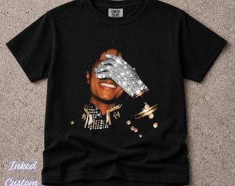Michael Jackson Youth Shirt, King of Pop Kids T-Shirt, Retro Sequin Jacket Illustration , Pop Star Portrait Youth Tee, Print Shirt