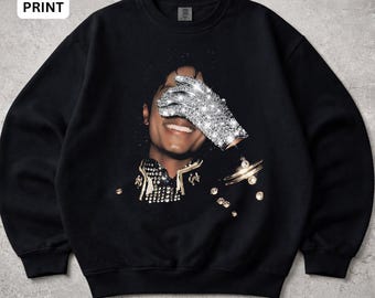 Felpa con ritratto di Michael Jackson, Re del Pop, con guanto scintillante.