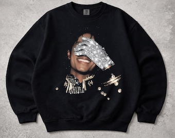 Michael Jackson King of Pop Sweatshirt, funkelnder Handschuh Portrait Art