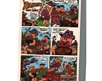 Vintage Printed Advert 1986 Fruity Pebbles Flintstones Raiders Wall Art 10x6.5