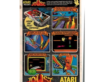 Vintage Printed Advert 1982 Atari Joust Video Game Wall Art Retro Collectible