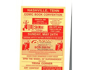 Vintage Printed Advert 1992 Nashville Comic Book Convention Robin Bob Smith Art