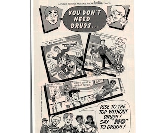 1987 Archie Comics Vintage Printed Advert You Don't Need Drugs Wall Art