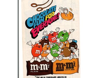 Vintage Printed Advert 1987 M&M's Candy Chocolate Fun For Everyone Wall Art 302