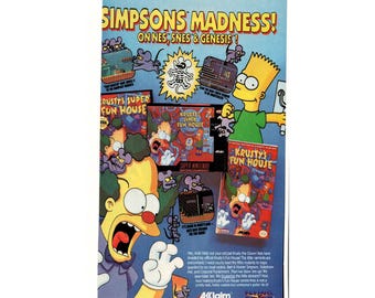 Vintage Printed Advert 1992 Simpsons Madness Krusty's Fun House NES SNES Genesis