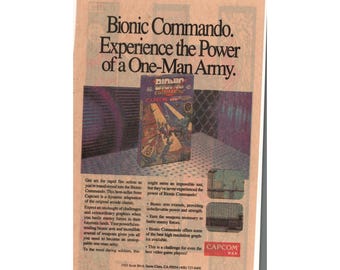Vintage Printed Advert Bionic Commando Capcom NES Video Game Wall Art 1980s 377