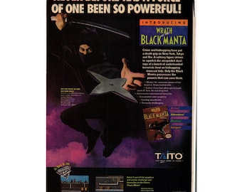 Vintage Printed Advert Wrath of the Black Manta NES Taito 1990 Video Game Art