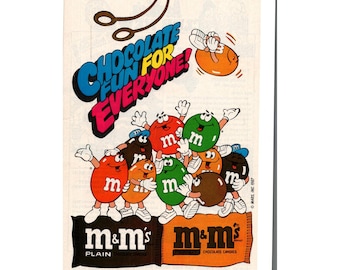 Vintage Printed Advert 1987 M&M's Chocolate Fun For Everyone Wall Art 10.25x6.5"