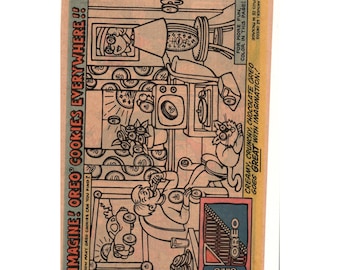 Vintage Printed Advert Oreo Cookies Everywhere Comic Wall Art Collectible 10x6.5