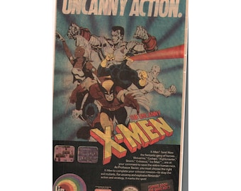 Vintage Printed Advert 1990 The Uncanny X-Men Nintendo NES Game Marvel Wall Art