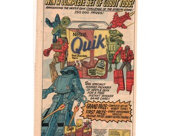 Vintage Printed Advert 1985 Nestle Quik GoBots Tonka Toy Contest Wall Art Decor