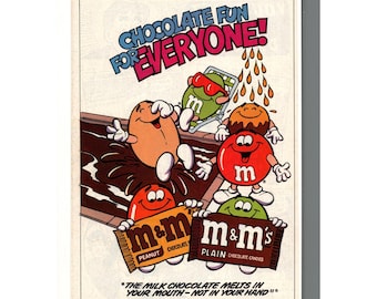 Vintage Printed Advert 1986 M&M's Candy Chocolate Fun For Everyone Wall Art