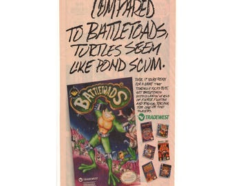 Vintage Printed Advert Battletoads NES Tradewest Video Game Wall Art 10.25x6.5"