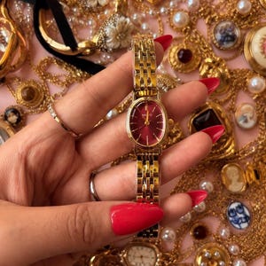 Vintage Gold Watch Womens Red - Etsy display picture 1