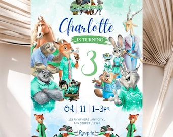 Zootopia 2 Birthday Invite Editable Template, Zootopia Judy Hopps, Zootropolis Invitation Zootopia invitation card instant download